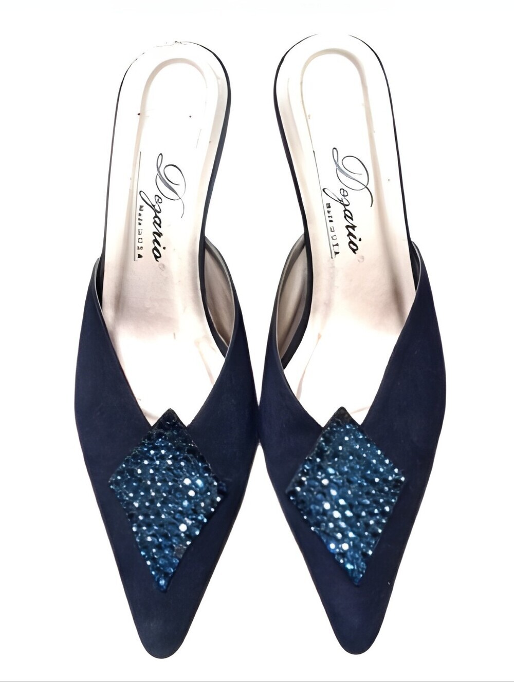 Dezario Blue Elegant Mules with Minimalist Design Rhinestone Accent Size 7